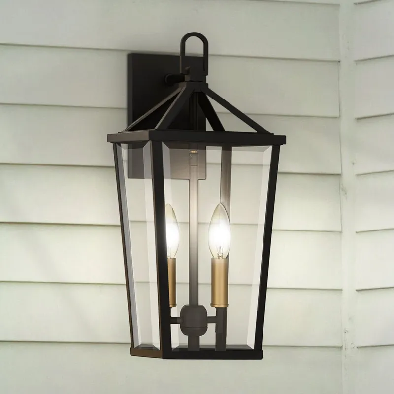 UQL1962 Urban Loft Outdoor Wall Sconce, 17.5''H x 7.5''W x 8.5''D, Matte Black Finish, Ulm Collection — Urban Ambiance LED Wall Lights 60.0W 3000K