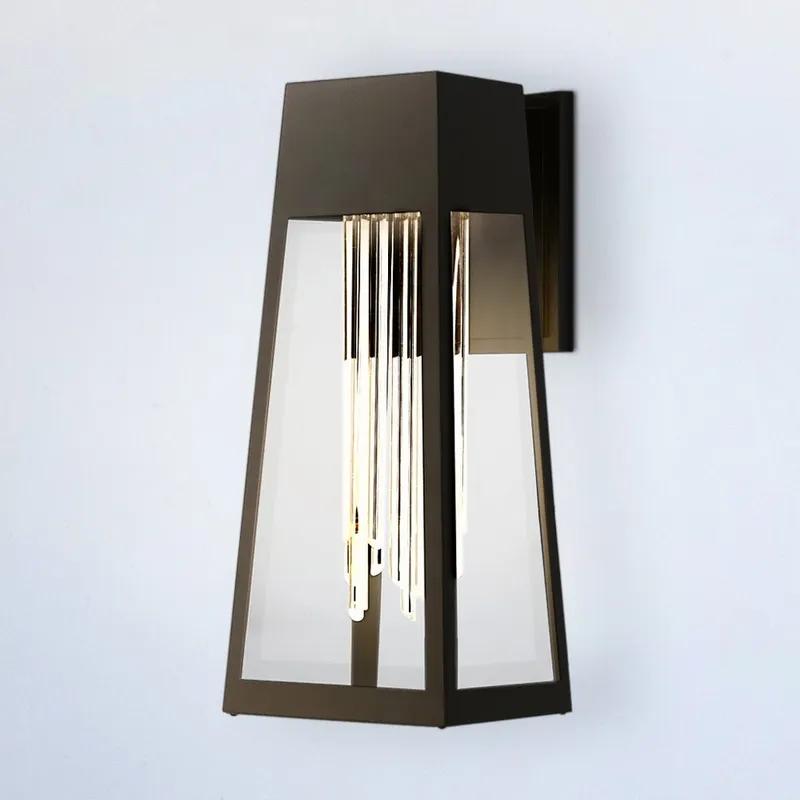 UQL1951 Urban Loft Outdoor Wall Sconce, 18''H x 7.5''W x 9.5''D, Matte Black Finish, Peoria Collection — Urban Ambiance LED Wall Lights 8.0W 3000K