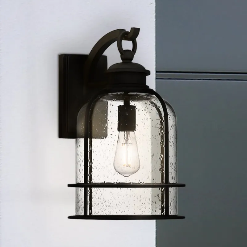 UQL1942 Coastal Outdoor Wall Sconce, 16.5''H x 10''W x 11''D, Earth Black Finish, Lausanne Collection — Urban Ambiance LED Wall Lights 100.0W 3000K