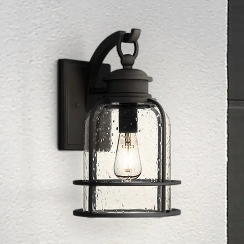 UQL1941 Coastal Outdoor Wall Sconce, 14.5''H x 8.75''W x 9.75''D, Earth Black Finish, Lausanne Collection — Urban Ambiance LED Wall Lights 100.0W 3000K
