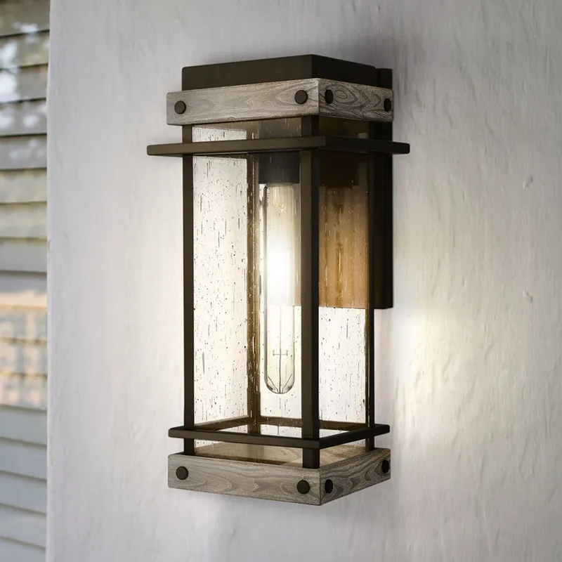UQL1931 Modern Farmhouse Outdoor Wall Sconce, 15.5''H x 7.5''W x 8.5''D, Matte Black Finish, Munich Collection — Urban Ambiance LED Wall Lights 100.0W 3000K