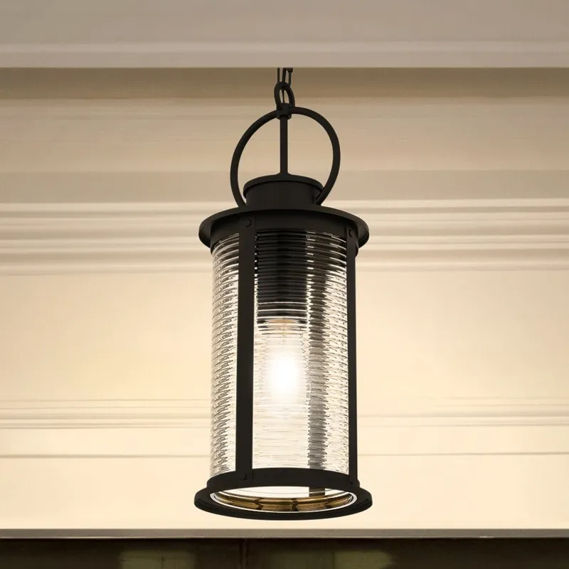 UQL1920 Nautical Outdoor Pendant, 19.25''H x 7.5''W x 7.5''D, Matte Black Finish, Jasper Collection — Urban Ambiance LED Landscape Lights 100.0W 3000K