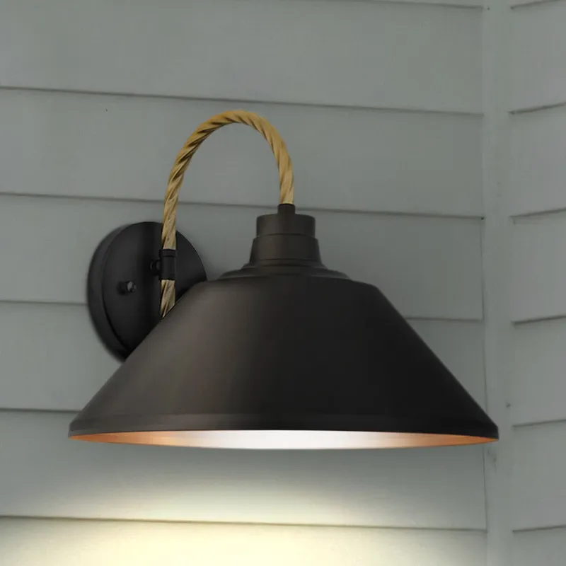 UQL1911 Urban Loft Outdoor Wall Sconce, 12''H x 14''W x 14.5''D, Matte Black Finish, Emden Collection — Urban Ambiance LED Wall Lights 100.0W 3000K