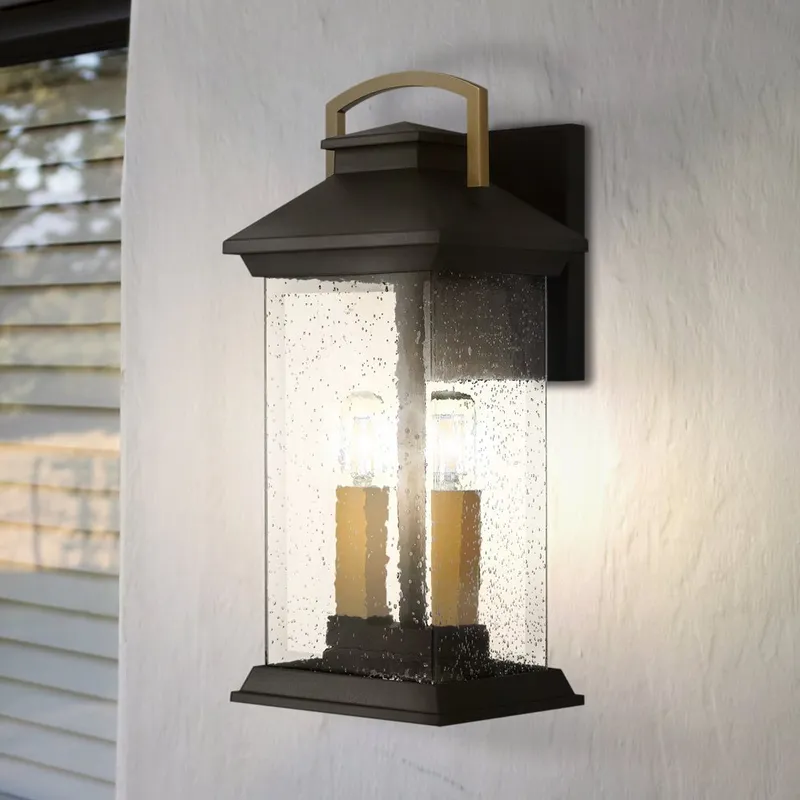 UQL1901 New Traditional Outdoor Wall Sconce, 15.75''H x 6.5''W x 7.5''D, Earth Black Finish, Chatswood Collection — Urban Ambiance LED Wall Lights 60.0W 3000K