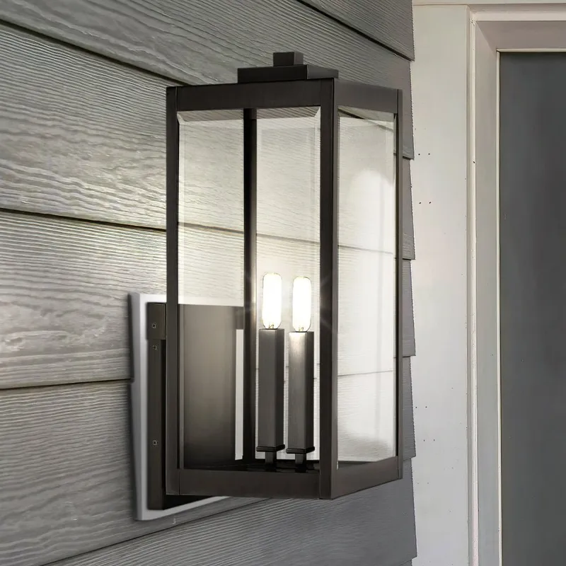 UQL1892 Modern Farmhouse Outdoor Wall Sconce, 22.75''H x 9.00''W x 10.25''D, Natural Black Finish, Quincy Collection — Urban Ambiance LED Wall Lights 60.0W 3000K