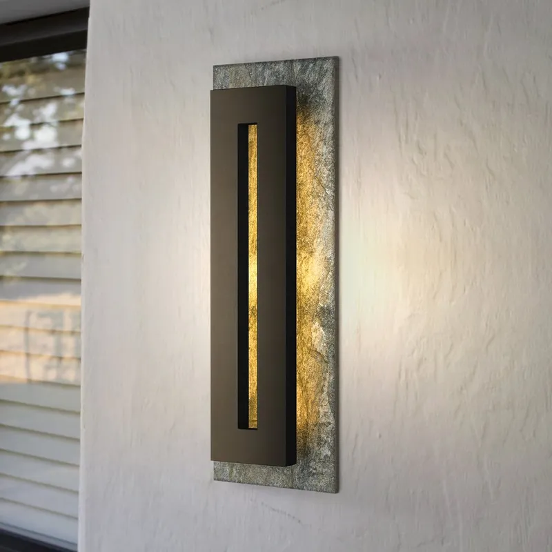 UQL1881 Luxe Industrial Outdoor Wall Sconce, 22.00''H x 8.00''W x 3.75''D, Earth Black Finish, Burnie Collection, Marine-Grade Construction — Urban Ambiance LED Wall Lights 15.0W 3000K