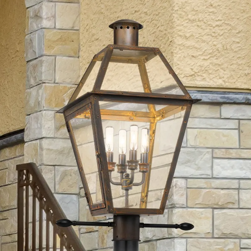 UQL1864 Vintage Outdoor Post Light, 26.00''H x 17.00''W x 13.50''D, Industrial Bronze Finish, Paris Collection — Urban Ambiance LED Lighting Controls 60.0W 3000K