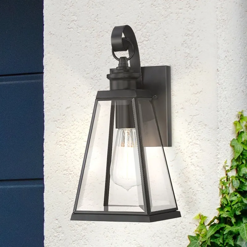 UQL1832 New Traditional Outdoor Wall Sconce, 13.25''H x 5.50''W x 6.25''D, Matte Black Finish, Mannheim Collection — Urban Ambiance LED Wall Lights 100.0W 3000K