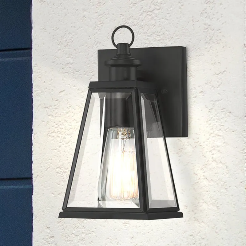 UQL1831 New Traditional Outdoor Wall Sconce, 9.00''H x 4.50''W x 5.00''D, Matte Black Finish, Mannheim Collection — Urban Ambiance LED Wall Lights 100.0W 3000K