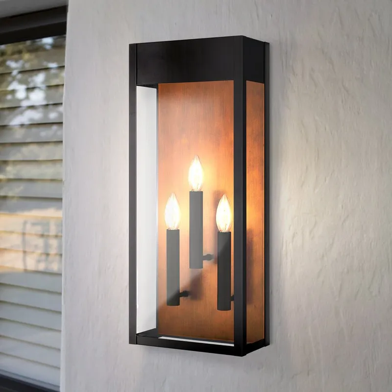 UQL1802 Luxe Industrial Outdoor Wall Sconce, 24.00''H x 10.00''W x 5.75''D, Matte Black Finish, Kingsley Collection, Marine-Grade Construction — Urban Ambiance LED Wall Lights 60.0W 3000K