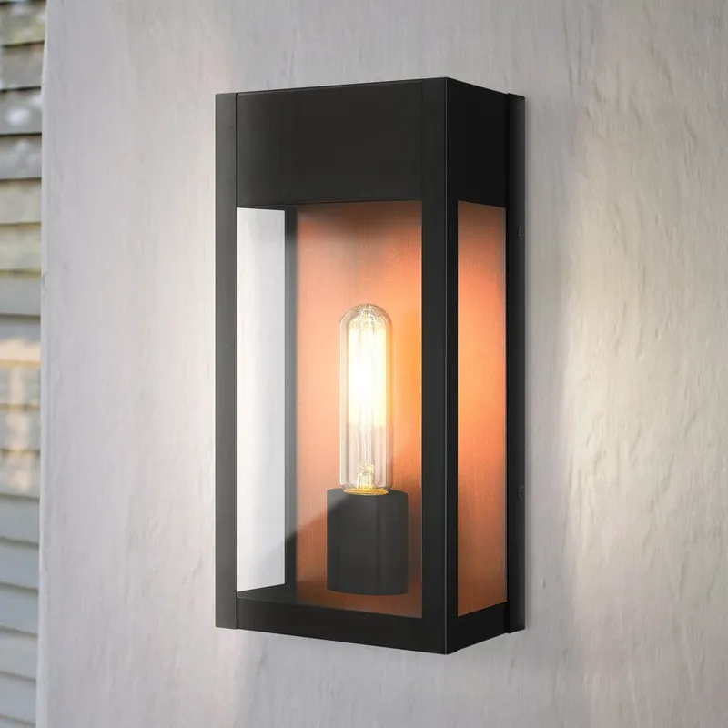 UQL1801 Luxe Industrial Outdoor Wall Sconce, 13.00''H x 6.00''W x 5.50''D, Matte Black Finish, Kingsley Collection, Marine-Grade Construction — Urban Ambiance LED Wall Lights 100.0W 3000K