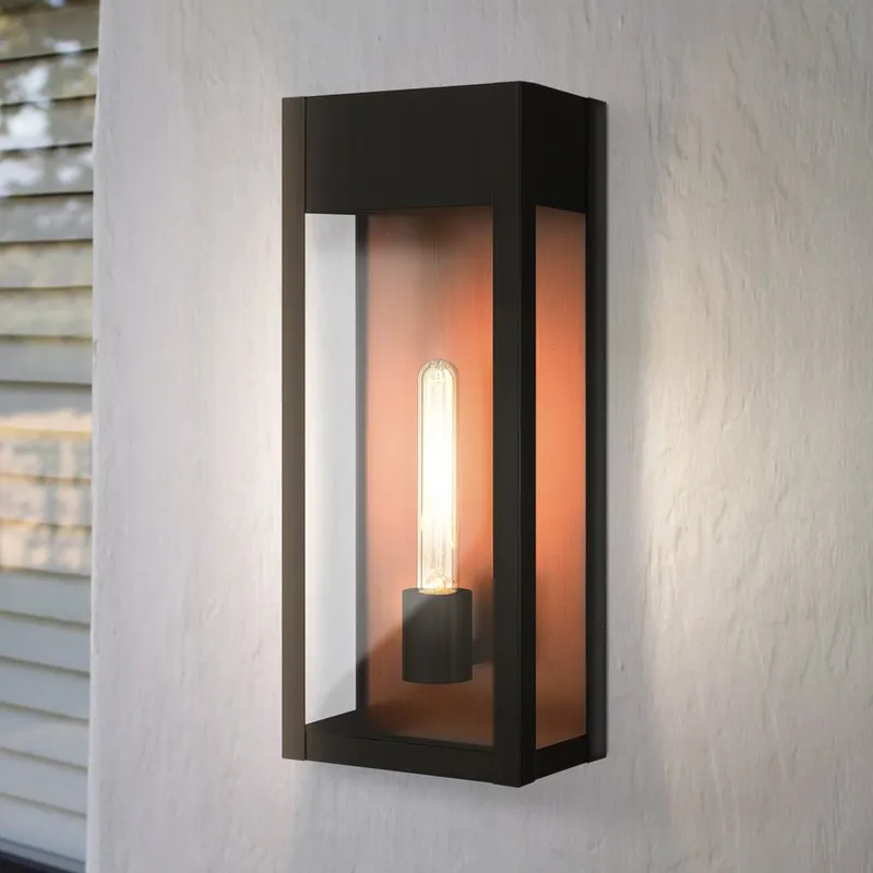 UQL1800 Luxe Industrial Outdoor Wall Sconce, 18.00''H x 7.50''W x 5.50''D, Matte Black Finish, Kingsley Collection, Marine-Grade Construction — Urban Ambiance LED Wall Lights 100.0W 3000K