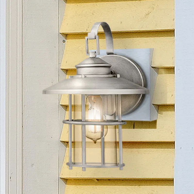 UQL1792 Coastal Outdoor Wall Sconce, 14.00''H x 9.50''W x 10.50''D, Antique Brushed Aluminum Finish, Ellendale Collection — Urban Ambiance LED Wall Lights 100.0W 3000K