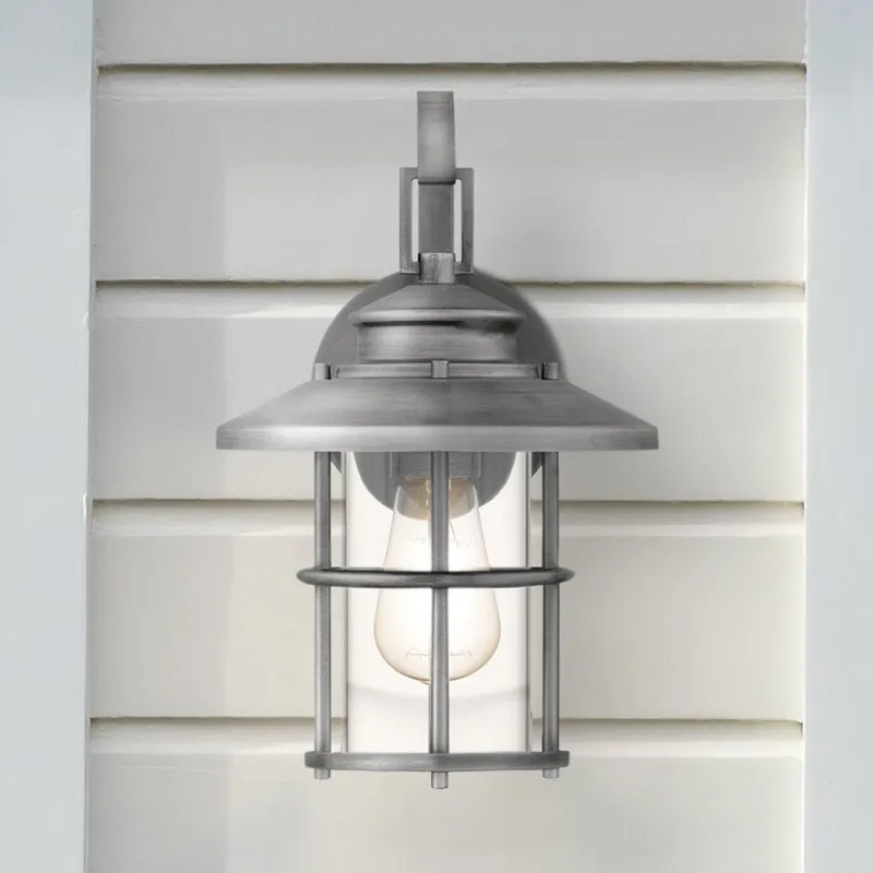 UQL1790 Coastal Outdoor Wall Sconce, 12.75''H x 8.00''W x 9.00''D, Antique Brushed Aluminum Finish, Ellendale Collection — Urban Ambiance LED Wall Lights 100.0W 3000K