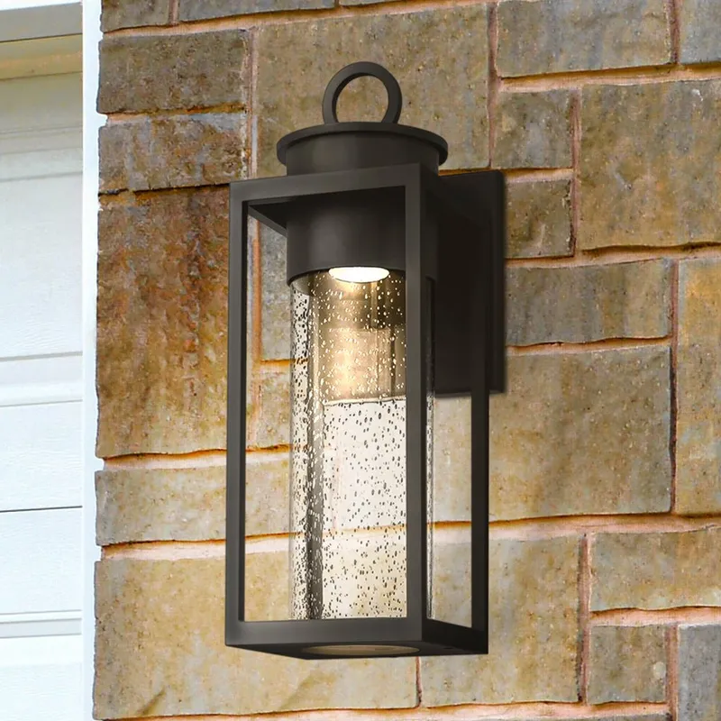 UQL1781 Classic Outdoor Wall Sconce, 14.75''H x 5.00''W x 5.75''D, Matte Black Finish, Nicosia Collection, Marine-Grade Construction — Urban Ambiance LED Wall Lights 7.0W 3000K