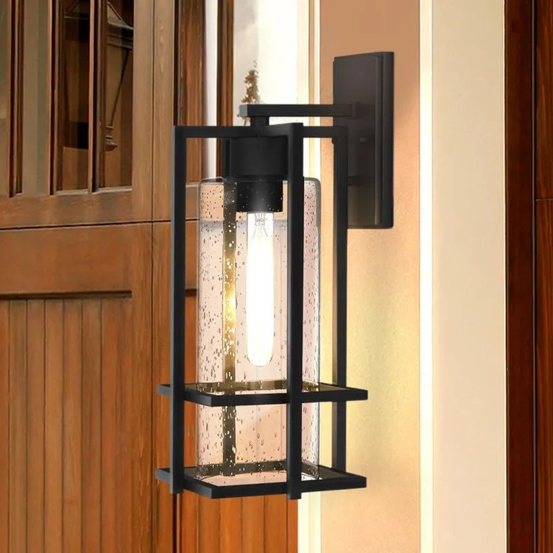 UQL1773 Industrial Outdoor Wall Sconce, 17.25''H x 7.50''W x 8.75''D, Earth Black Finish, Sofia Collection — Urban Ambiance LED Wall Lights 100.0W 3000K