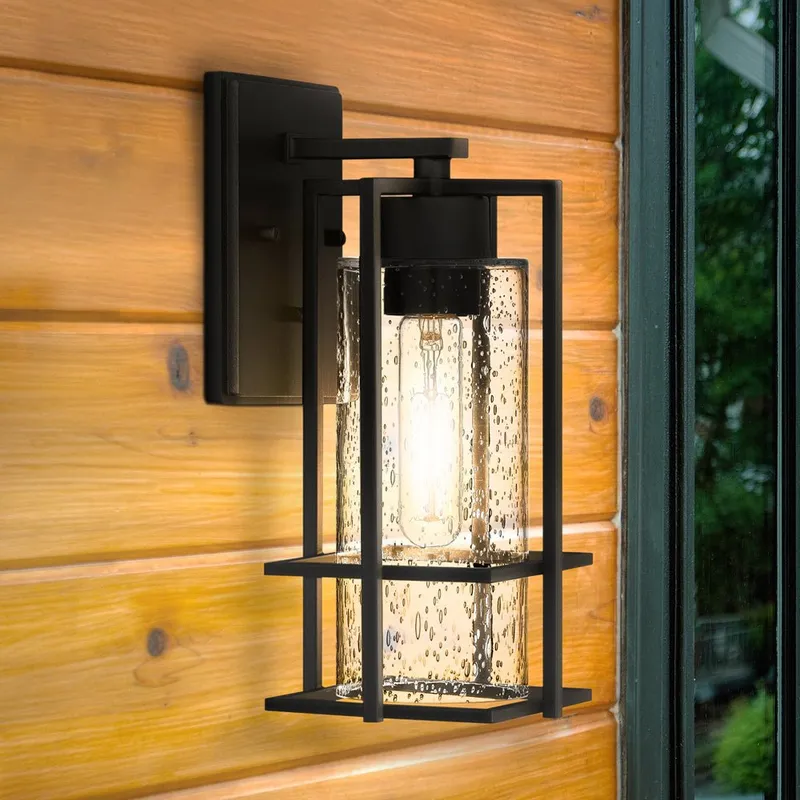 UQL1771 Industrial Outdoor Wall Sconce, 12.25''H x 5.50''W x 6.50''D, Earth Black Finish, Sofia Collection — Urban Ambiance LED Wall Lights 100.0W 3000K