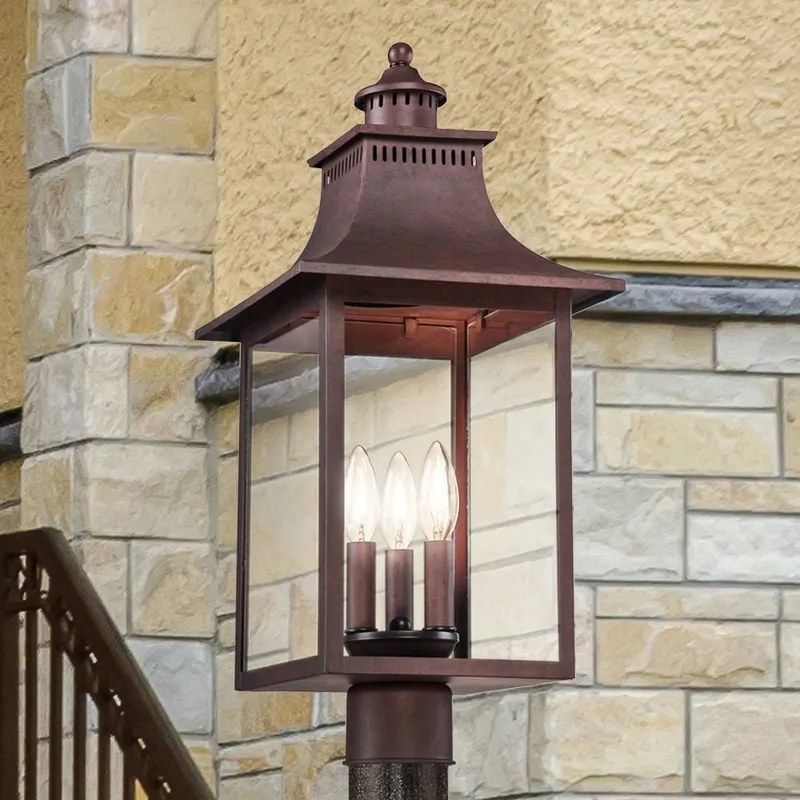 UQL1756 Vintage Outdoor Post Light, 21.75''H x 10.00''W x 10.00''D, Copper Bronze Finish, Viersen Collection — Urban Ambiance LED Lighting Controls 60.0W 3000K