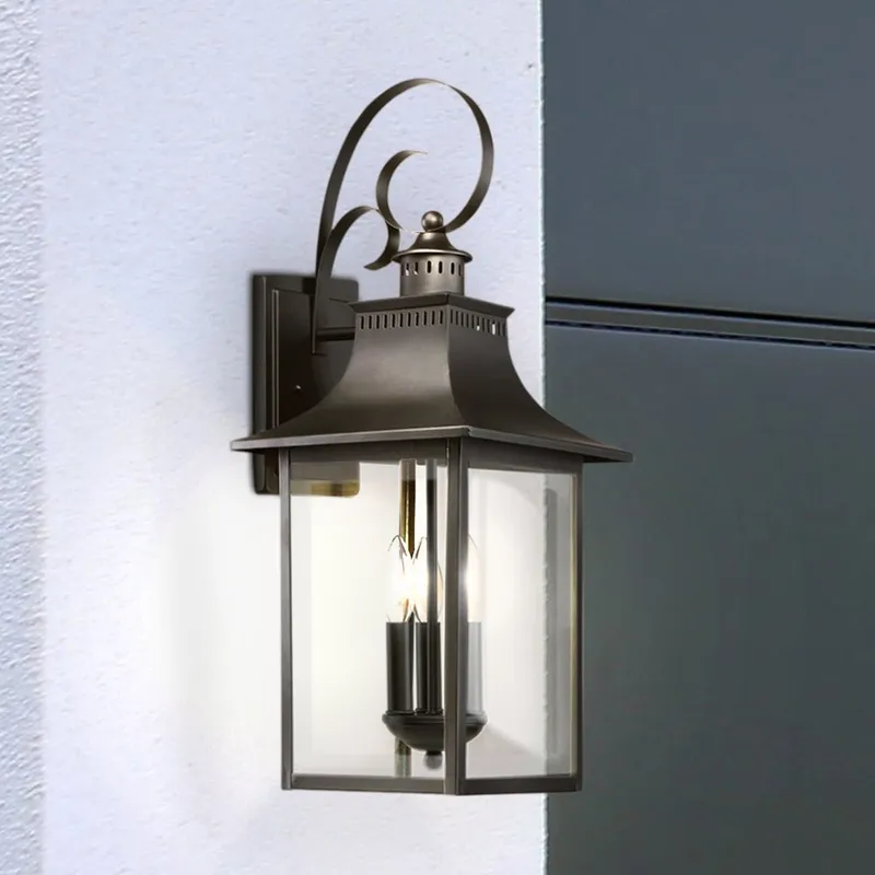 UQL1755 English Country Outdoor Wall Sconce, 22.00''H x 9.00''W x 9.75''D, Mystic Black Finish, Viersen Collection — Urban Ambiance LED Wall Lights 60.0W 3000K