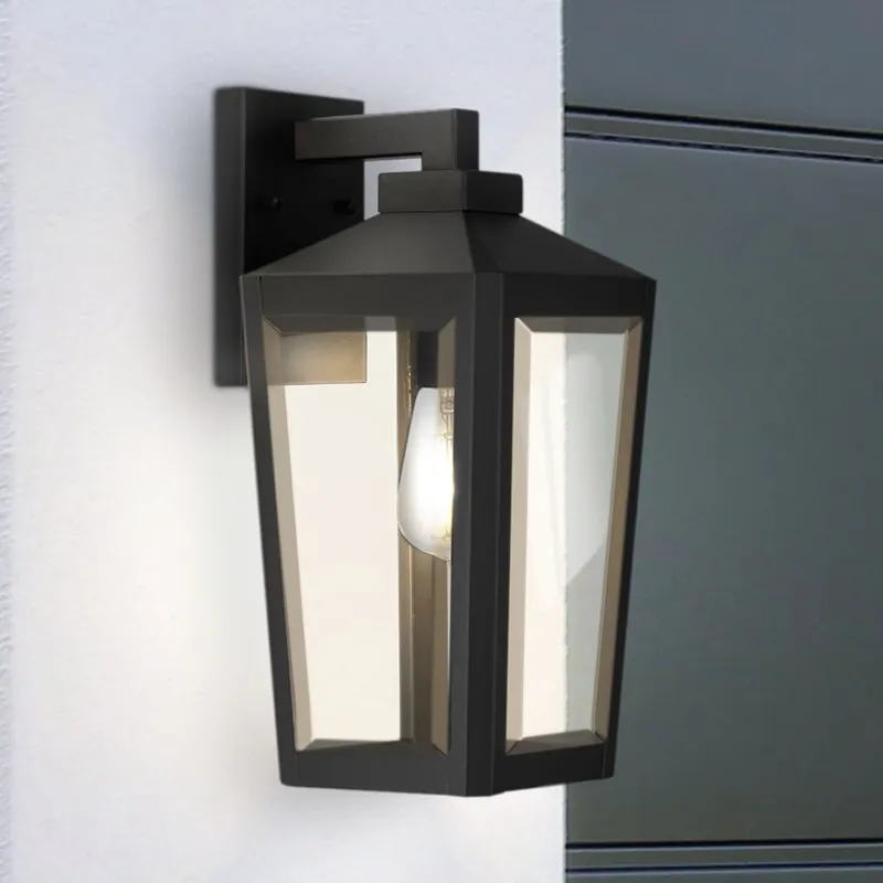 UQL1742 Modern Farmhouse Outdoor Wall Sconce, 15.50''H x 7.00''W x 8.25''D, Matte Black Finish, Williston Collection — Urban Ambiance LED Wall Lights 100.0W 3000K