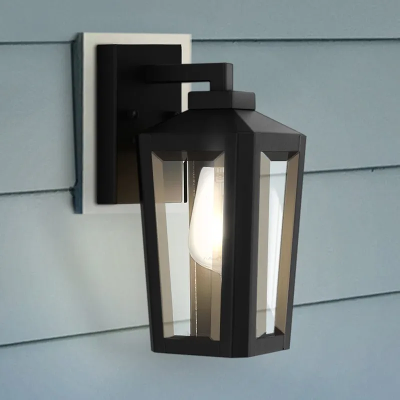 UQL1740 Modern Farmhouse Outdoor Wall Sconce, 10.50''H x 4.75''W x 6.00''D, Matte Black Finish, Williston Collection — Urban Ambiance LED Wall Lights 100.0W 3000K