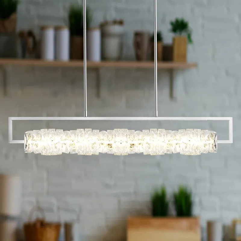 UQL5480 Glam Indoor Chandelier, 7.25''H x 37.5''W x 5''D, Polished Chrome Finish, Gorton Collection — Urban Ambiance LED Linear Lights 8.0W 3000K
