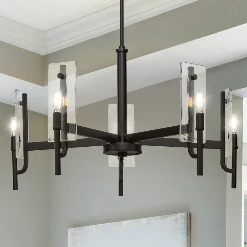 UHP5073 Mediterranean Indoor Chandelier, 16-3/4''H x 30"W x 30''D, Matte Black Finish, Shreveport Collection — Urban Ambiance LED Landscape Lights 60.0W 3000K