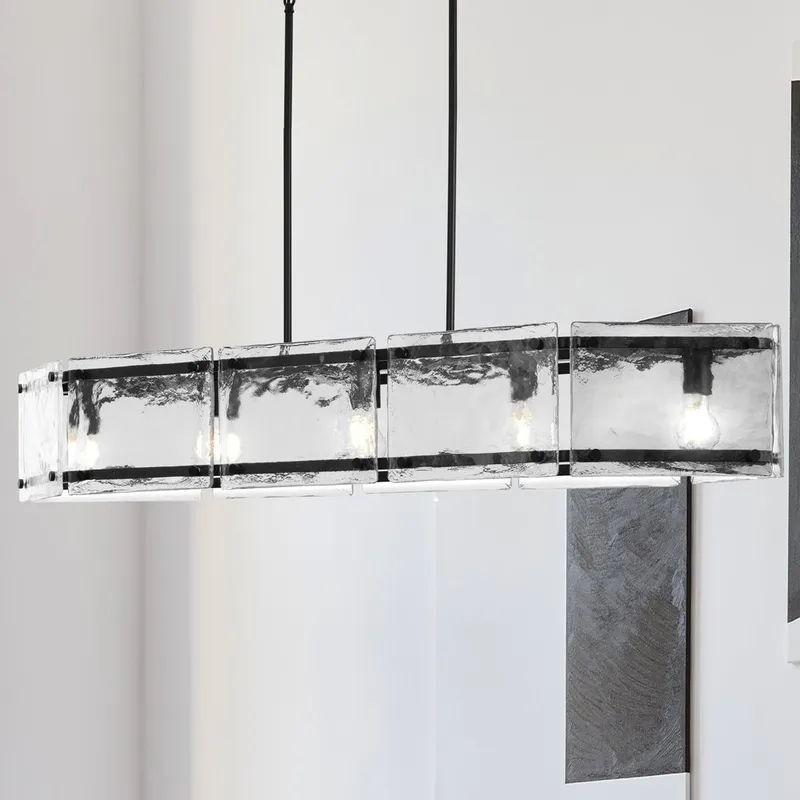 UHP5072 Mediterranean Indoor Chandelier, 8''H x 14-1/4"W x 51-1/4''D, Matte Black Finish, Shreveport Collection — Urban Ambiance LED Linear Lights 60.0W 3000K