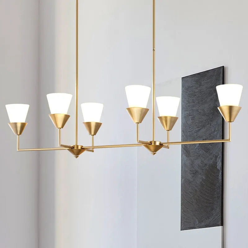 UHP5045 Posh Indoor Chandelier, 11''H x 15-1/2"W x 50''D, Soft Gold Finish, Larimore Collection — Urban Ambiance LED Linear Lights 60.0W 3000K