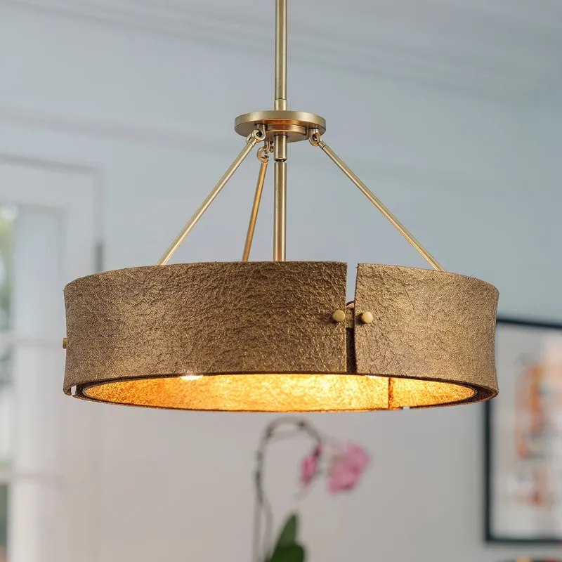 UHP5034 Modern Rustic Indoor Pendant, 13-3/8''H x 16-1/4"W x 19''D, Soft Gold Finish, Richmond Collection — Urban Ambiance LED Landscape Lights 60.0W 3000K