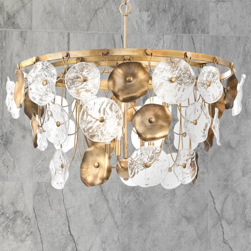 UHP5021 XL Vintage Indoor Chandelier, 28-1/4''H x 36"W x 36''D, Gold Ombre Finish, Randwick Collection — Urban Ambiance LED Landscape Lights 60.0W 3000K