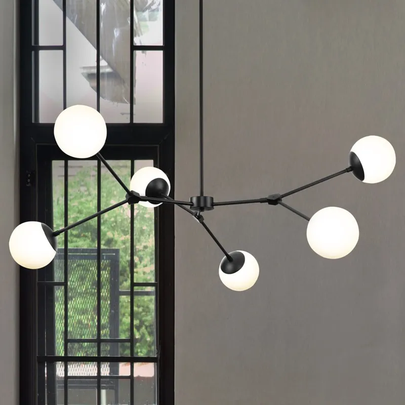 UHP4982 Minimalist Indoor Chandelier, 5-7/8''H x 50"W x 50''D, Matte Black Finish, Cologne Collection — Urban Ambiance LED Landscape Lights 60.0W 3000K