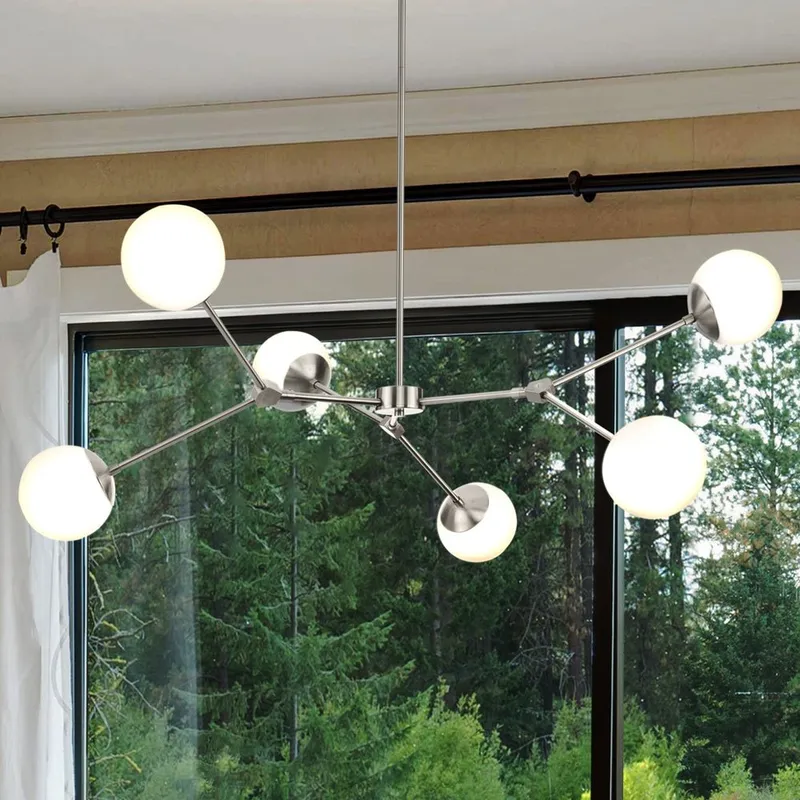 UHP4980 Minimalist Indoor Chandelier, 5-7/8''H x 50"W x 50''D, Brushed Nickel Finish, Cologne Collection — Urban Ambiance LED Landscape Lights 60.0W 3000K
