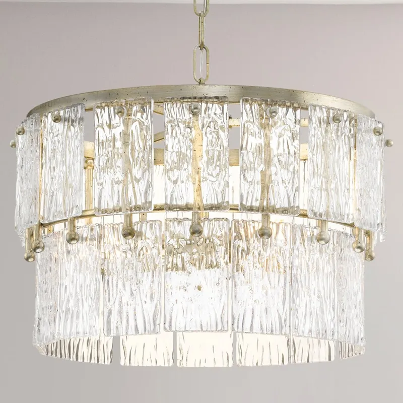 UHP4954 Glam Indoor Pendant, 15-1/8''H x 17"W x 17''D, Gilded Silver Finish, Kenton Collection — Urban Ambiance LED Landscape Lights 60.0W 3000K
