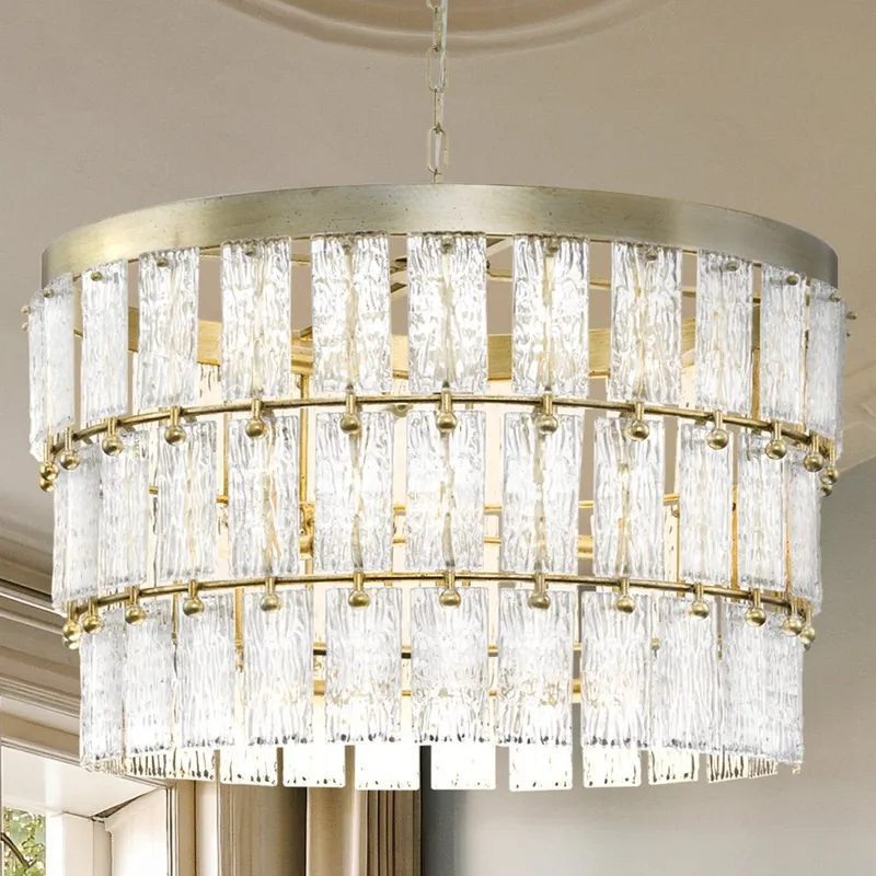 UHP4952 XL Glam Indoor Chandelier, 23-1/2''H x 32"W x 32''D, Gilded Silver Finish, Kenton Collection — Urban Ambiance LED Landscape Lights 60.0W 3000K