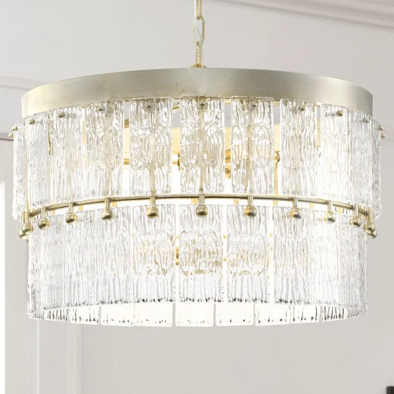 UHP4950 Glam Indoor Chandelier, 16-3/8''H x 24-7/8"W x 24-7/8''D, Gilded Silver Finish, Kenton Collection — Urban Ambiance LED Landscape Lights 60.0W 3000K