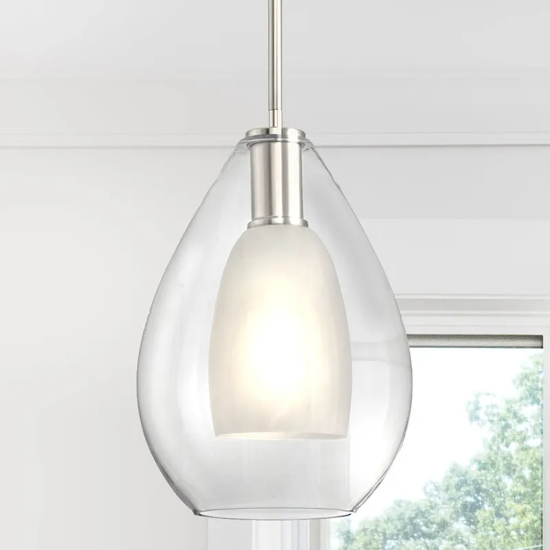 UHP4930 Casual Indoor Pendant, 14-1/4''H x 9-7/8"W x 9-7/8''D, Brushed Nickel Finish, Wismar Collection — Urban Ambiance LED Landscape Lights 100.0W 3000K