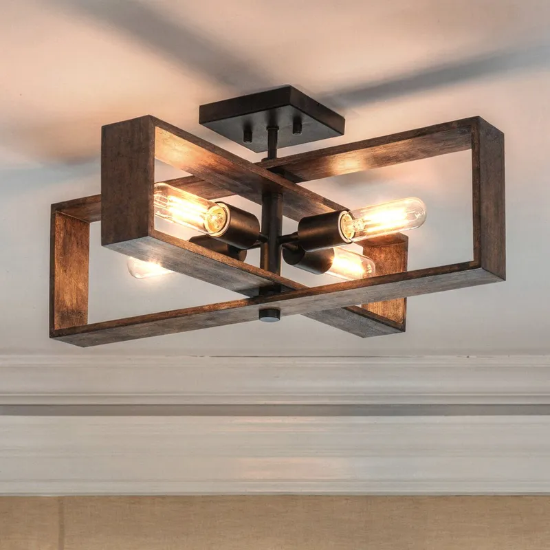 UHP4917 Minimalist Indoor Ceiling Light, 9-1/4''H x 24"W x 24''D, Matte Black Finish, Roswell Collection — Urban Ambiance LED Post Top Lights 60.0W 3000K