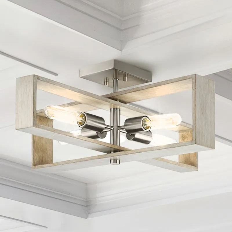 UHP4916 Minimalist Indoor Ceiling Light, 9-1/4''H x 24"W x 24''D, Brushed Nickel Finish, Roswell Collection — Urban Ambiance LED Post Top Lights 60.0W 3000K