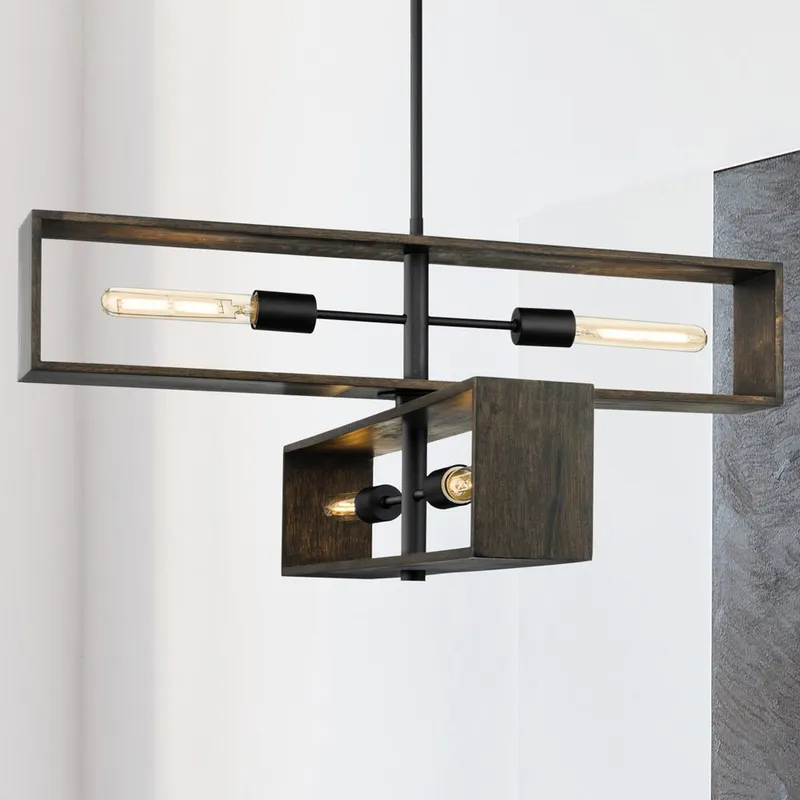 UHP4911 Minimalist Indoor Chandelier, 14-1/4''H x 30"W x 30''D, Matte Black Finish, Roswell Collection — Urban Ambiance LED Landscape Lights 60.0W 3000K
