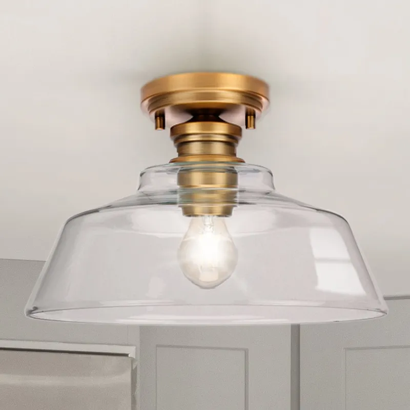 UHP4886 Transitional Indoor Ceiling Light, 8-1/2''H x 14"W x 14''D, Vintage Brass Finish, Lubbock Collection — Urban Ambiance LED Post Top Lights 60.0W 3000K
