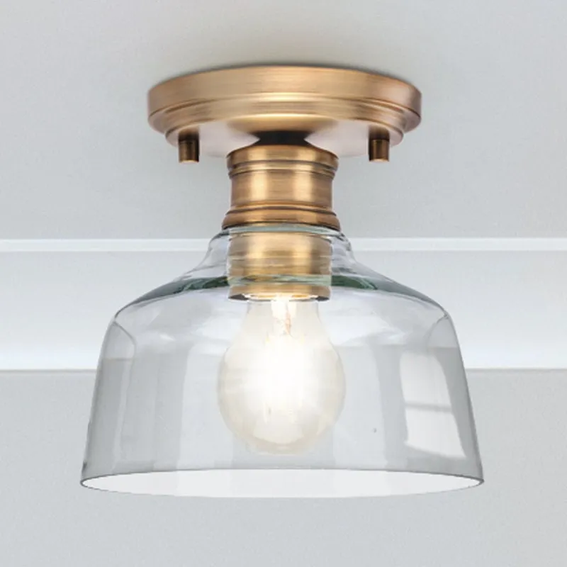 UHP4883 Transitional Indoor Ceiling Light, 7''H x 7-5/8"W x 7-5/8''D, Vintage Brass Finish, Lubbock Collection — Urban Ambiance LED Post Top Lights 60.0W 3000K