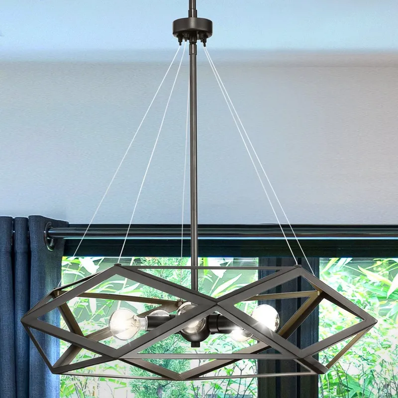UHP4835 Modern Indoor Pendant, 22''H x 24-1/2"W x 24-1/2''D, Matte Black Finish, Mohall Collection — Urban Ambiance LED Landscape Lights 60.0W 3000K