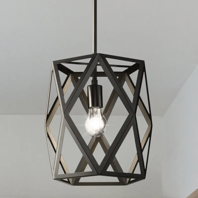 UHP4833 Modern Indoor Pendant, 11-7/8''H x 12"W x 12''D, Matte Black Finish, Mohall Collection — Urban Ambiance LED Landscape Lights 60.0W 3000K