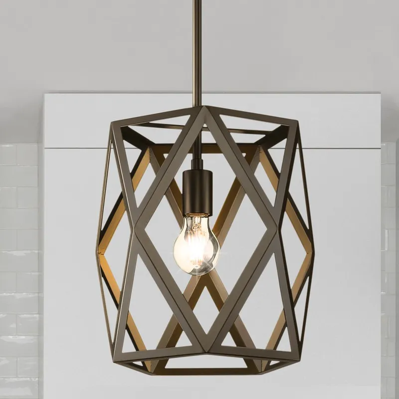 UHP4832 Modern Indoor Pendant, 11-7/8''H x 12"W x 12''D, Architectural Bronze Finish, Mohall Collection — Urban Ambiance LED Landscape Lights 60.0W 3000K