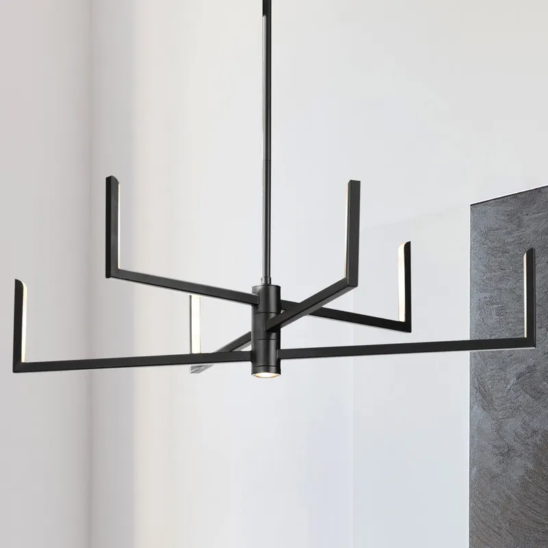 UHP4823 Cosmopolitan Indoor Chandelier, 8-3/4''H x 28-1/4"W x 28-1/4''D, Matte Black Finish, Scranton Collection — Urban Ambiance LED Landscape Lights 25.0W 3000K