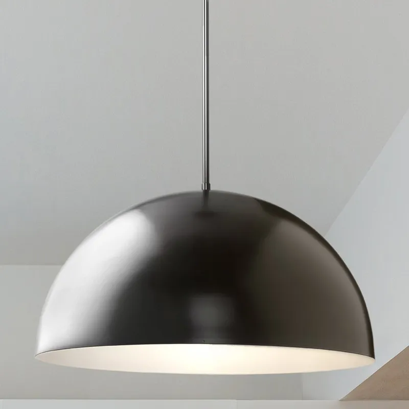UHP4797 Mid-Century Modern Indoor Pendant, 12-1/2''H x 23-5/8"W x 23-5/8''D, Matte Black Finish, Singleton Collection — Urban Ambiance LED Landscape Lights 100.0W 3000K