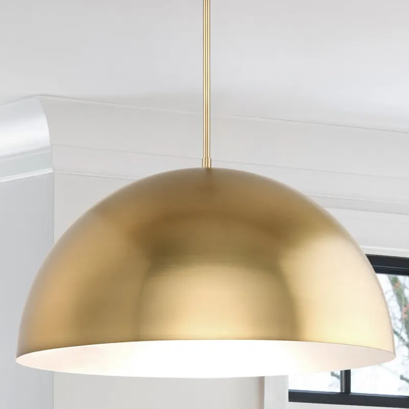 UHP4796 Mid-Century Modern Indoor Pendant, 12-1/2''H x 23-5/8"W x 23-5/8''D, Brushed Gold Finish, Singleton Collection — Urban Ambiance LED Landscape Lights 100.0W 3000K