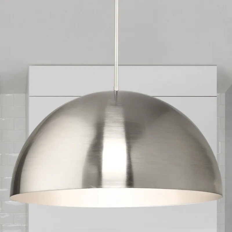 UHP4794 Mid-Century Modern Indoor Pendant, 12-1/2''H x 23-5/8"W x 23-5/8''D, Brushed Nickel Finish, Singleton Collection — Urban Ambiance LED Landscape Lights 100.0W 3000K