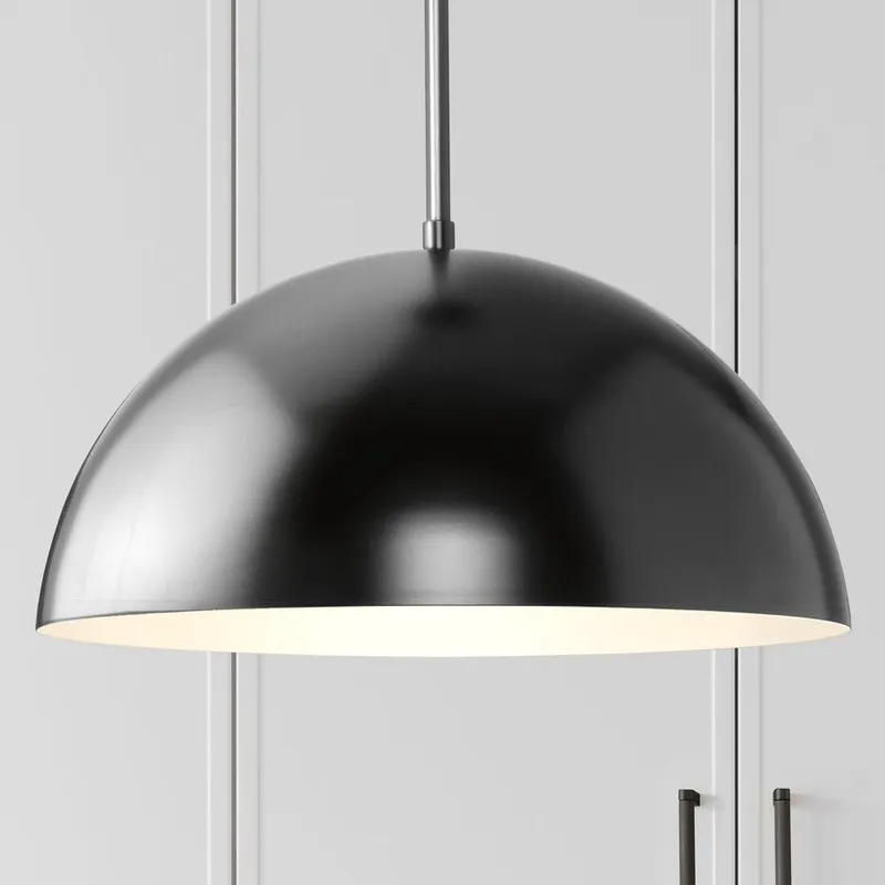 UHP4793 Mid-Century Modern Indoor Pendant, 8-5/8''H x 15-3/4"W x 15-3/4''D, Matte Black Finish, Singleton Collection — Urban Ambiance LED Landscape Lights 100.0W 3000K